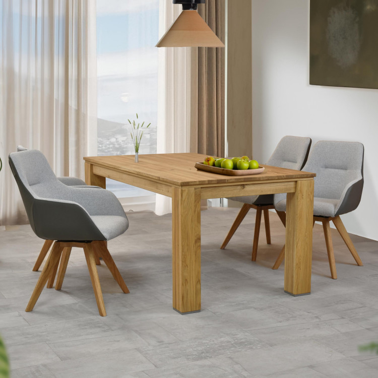 Drehbarer Sessel mit Holzbeinen, grau