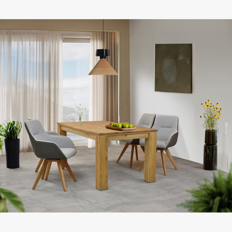 Drehbarer Sessel mit Holzbeinen, grau