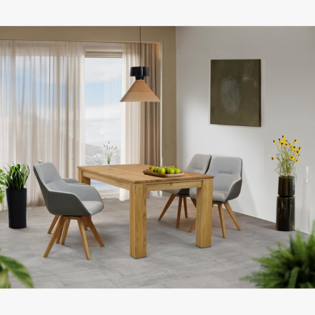 Drehbarer Sessel mit Holzbeinen, grau