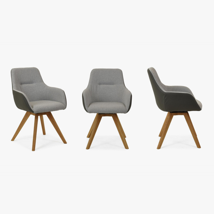 Drehbarer Sessel mit Holzbeinen, grau