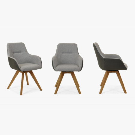 Drehbarer Sessel mit Holzbeinen, grau