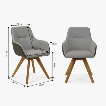 Drehbarer Sessel mit Holzbeinen, grau