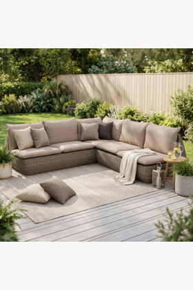 Rattan-Eckgartenmöbel braun, Cavalo