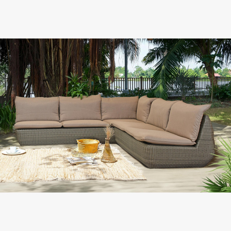 Rattan-Eckgartenmöbel braun, Cavalo