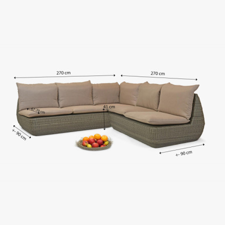 Rattan-Eckgartenmöbel braun, Cavalo