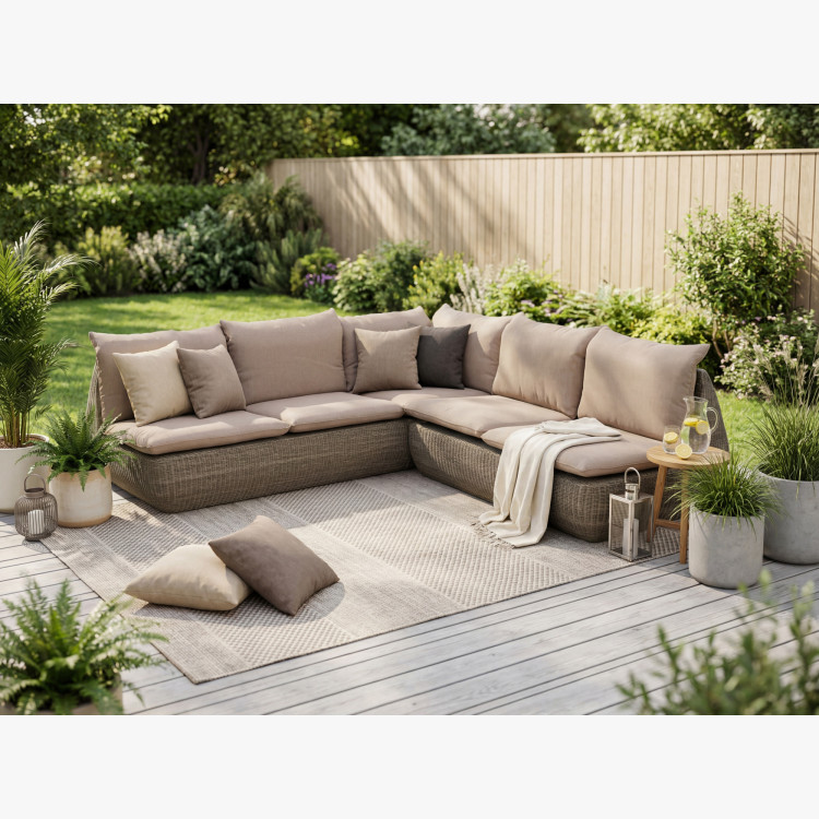 Rattan-Eckgartenmöbel braun, Cavalo