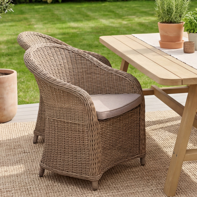 Gartenset Tisch und 4 x Rattanstühle
