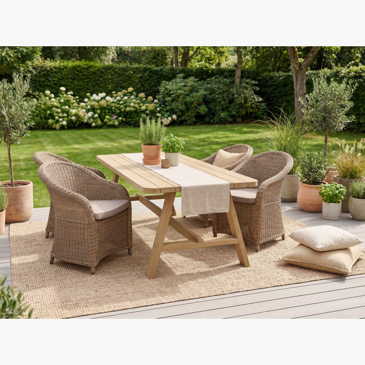 Gartenset Tisch und 4 x Rattanstühle