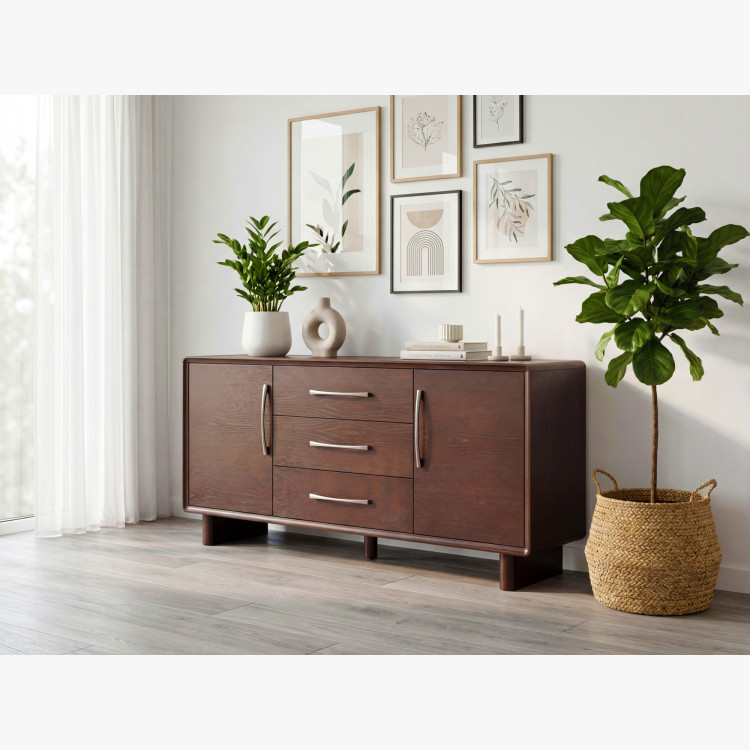 Kommode Koper mit Türen und Schubladen in Nussbaumfarbe – 160 cm