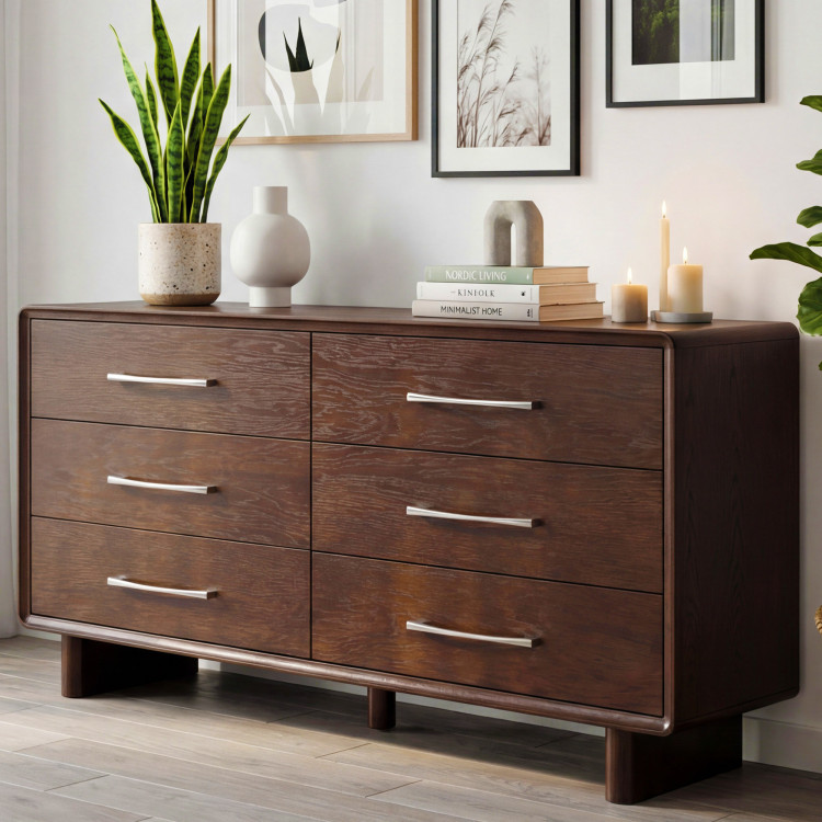 Kommode mit 6 Schubladen in Nussbaumfarbe – 160 cm