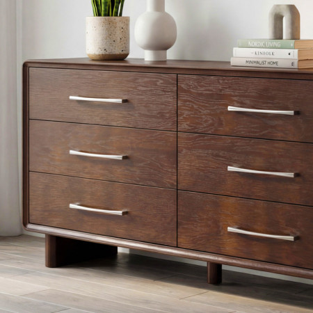 Kommode mit 6 Schubladen in Nussbaumfarbe – 160 cm