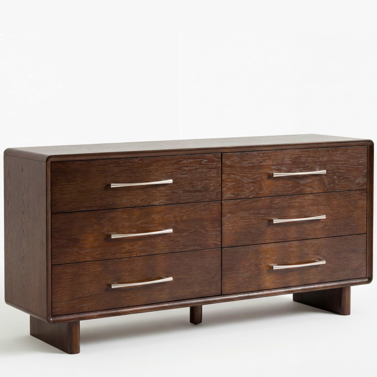 Kommode mit 6 Schubladen in Nussbaumfarbe – 160 cm