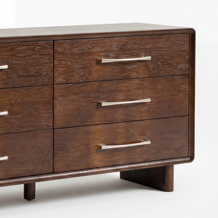 Kommode mit 6 Schubladen in Nussbaumfarbe – 160 cm