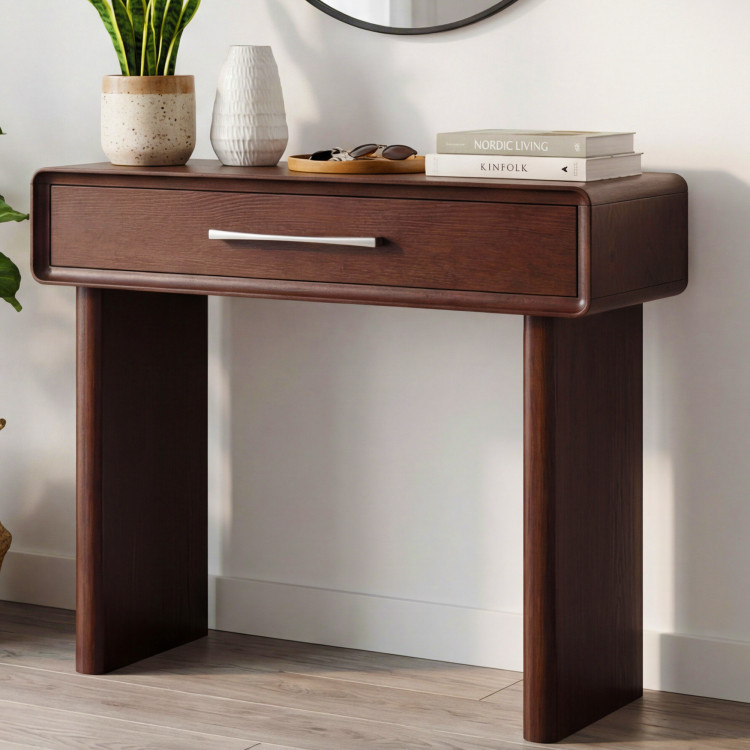 Design-Konsole mit Schublade in Nussbaumfarbe