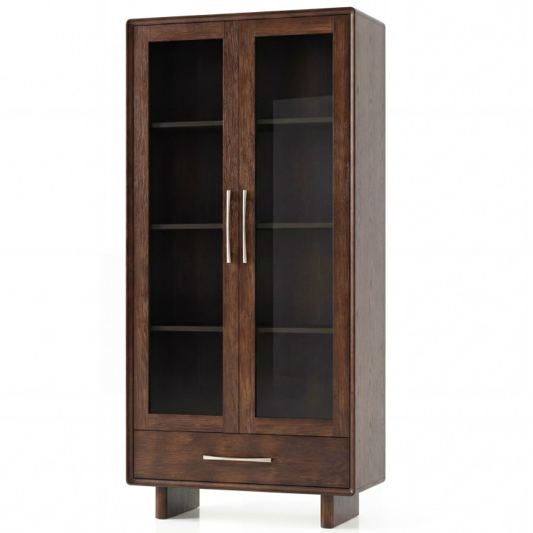 Vitrine mit Glastüren und Schublade in Nussbaumfarbe