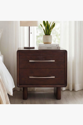 Nachttisch mit 2 Schubladen in Walnussfarbe