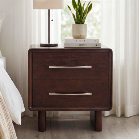 Nachttisch mit 2 Schubladen in Walnussfarbe