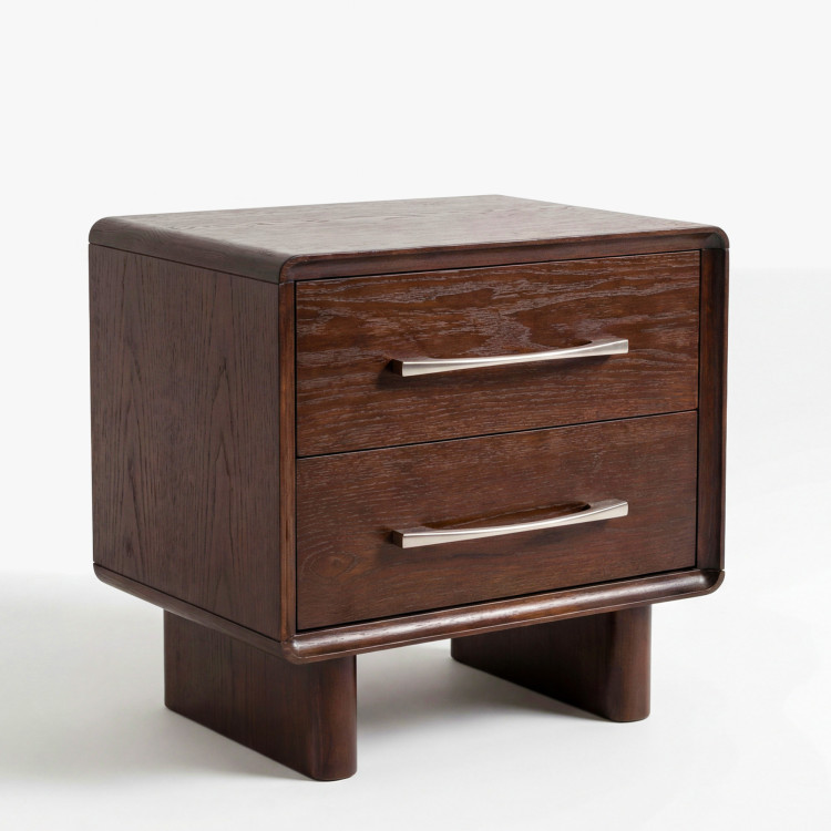 Nachttisch mit 2 Schubladen in Walnussfarbe