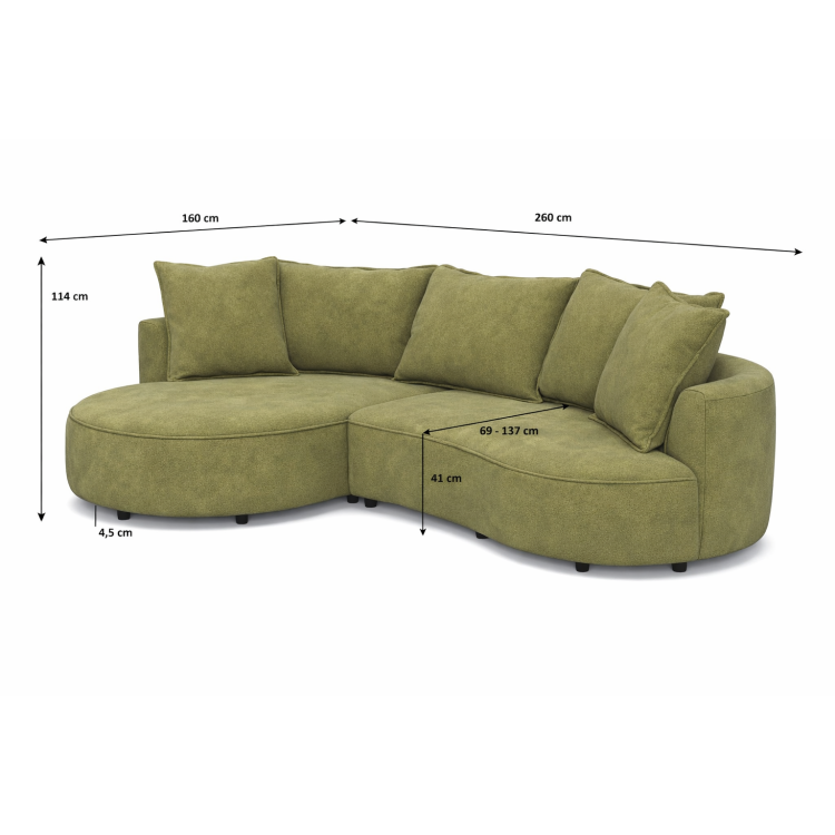 Zauberhafte Eckcouch SANA – linke Ecke