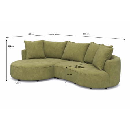 Zauberhafte Eckcouch SANA – linke Ecke