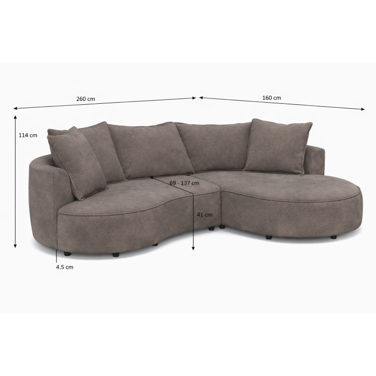 Zaokrąhltes Ecksofa SANA – rechter Eckteil