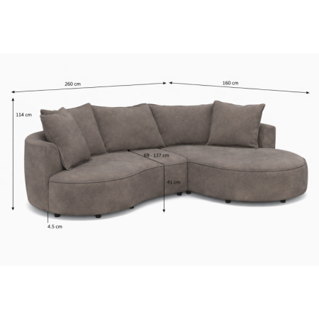 Zaokrąhltes Ecksofa SANA – rechter Eckteil