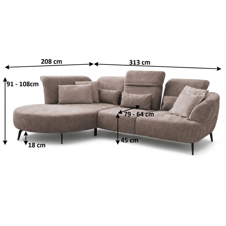 Sedergarnitur DANCE Sofa mit verstellbarem Komfort - linke Ecke