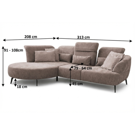 Sedergarnitur DANCE Sofa mit verstellbarem Komfort - linke Ecke