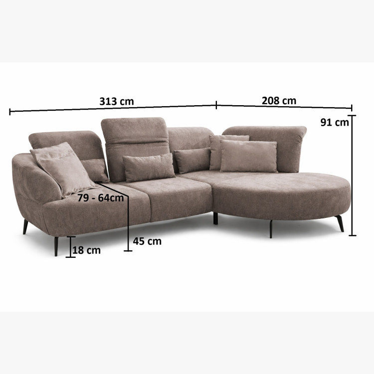 Sedergarnitur DANCE Sofa mit verstellbarem Komfort – rechte Ecke