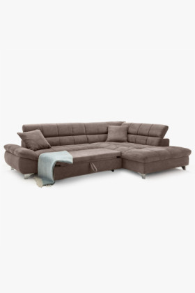 R Ecksofa mit Schlaffunktion Farbe Braun-Grau, Ecke rechts 2