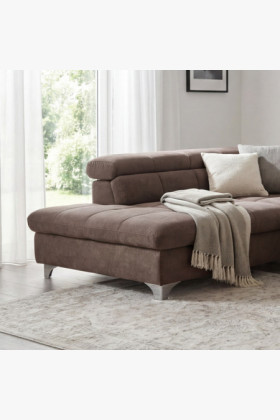Rundecke Sofa mit Schlaffunktion Farbe Braun-Grau, Ecke links 2