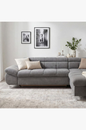 Ecksofa mit Schlaffunktion Farbe grau, Eck rechts 2