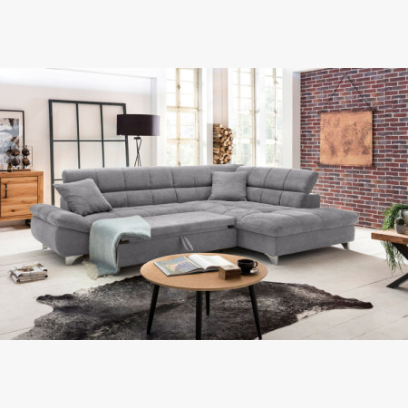 Ecksofa mit Schlaffunktion Farbe grau, Eck rechts