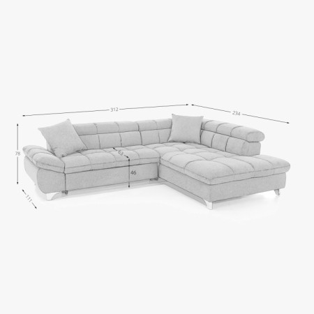 Ecksofa mit Schlaffunktion Farbe grau, Eck rechts