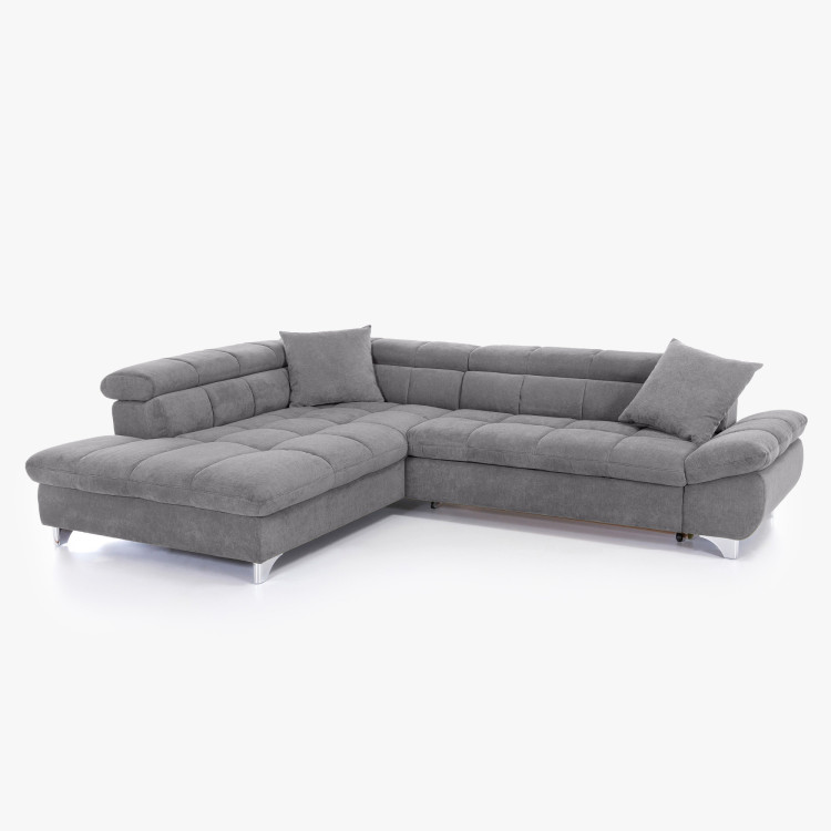 R Eckcouch mit Schlaffunktion Farbe Grau , Ecke links