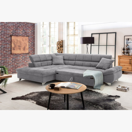 R Eckcouch mit Schlaffunktion Farbe Grau , Ecke links
