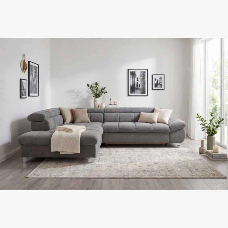 R Eckcouch mit Schlaffunktion Farbe Grau , Ecke links