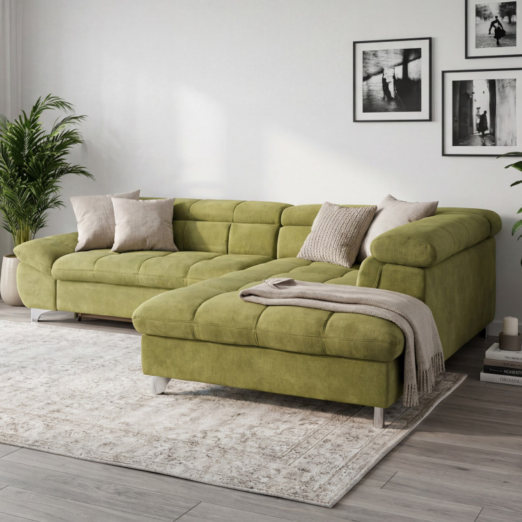 Récksofa mit Schlaffunktion Farbe grün , Ecke rechts