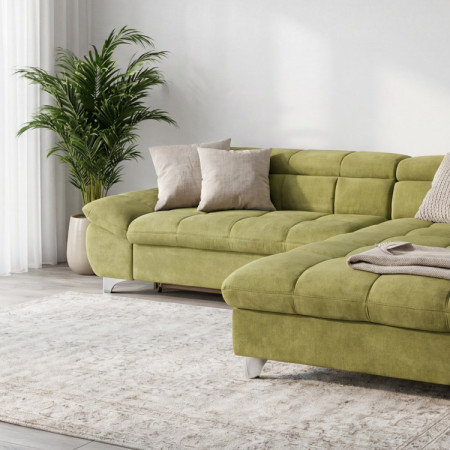 Récksofa mit Schlaffunktion Farbe grün , Ecke rechts