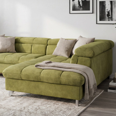 Récksofa mit Schlaffunktion Farbe grün , Ecke rechts