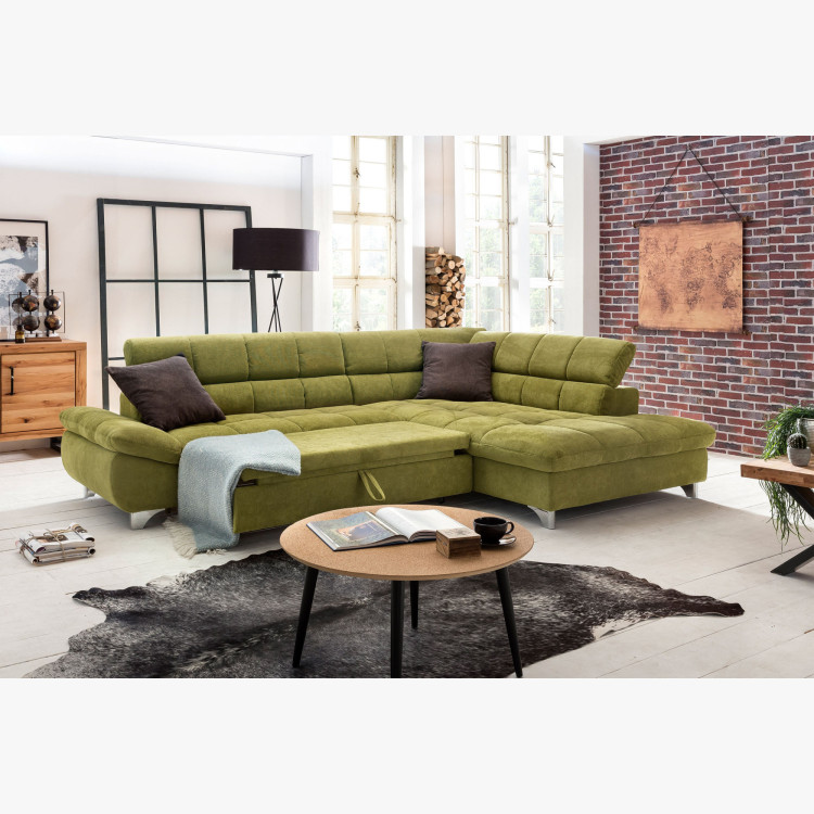 Récksofa mit Schlaffunktion Farbe grün , Ecke rechts