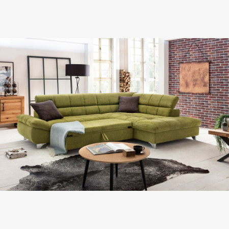 Récksofa mit Schlaffunktion Farbe grün , Ecke rechts