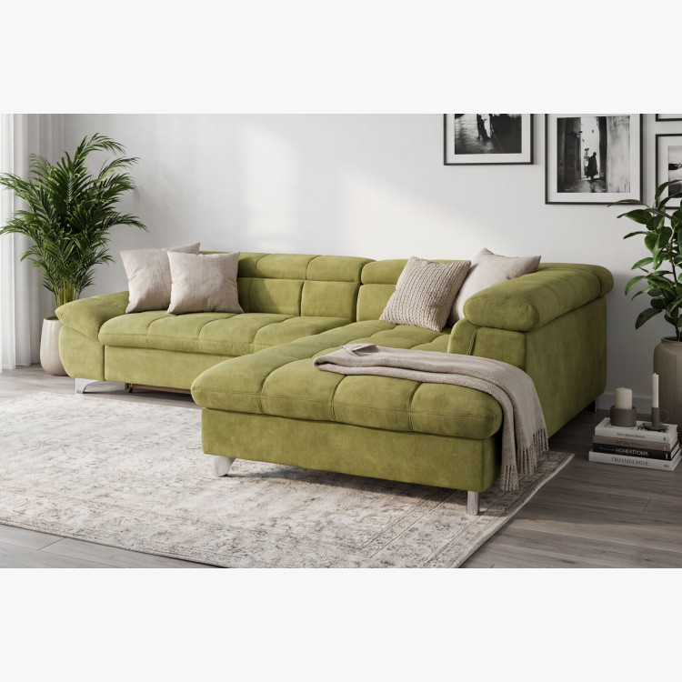 Récksofa mit Schlaffunktion Farbe grün , Ecke rechts