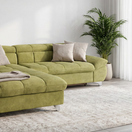 Réckcorner-Sofa mit Schlaffunktion Farbe grün, Ecke links