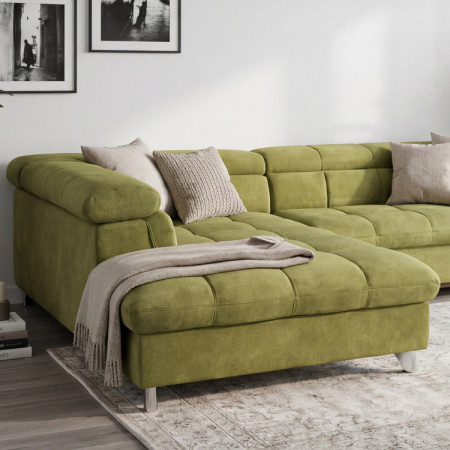 Réckcorner-Sofa mit Schlaffunktion Farbe grün, Ecke links
