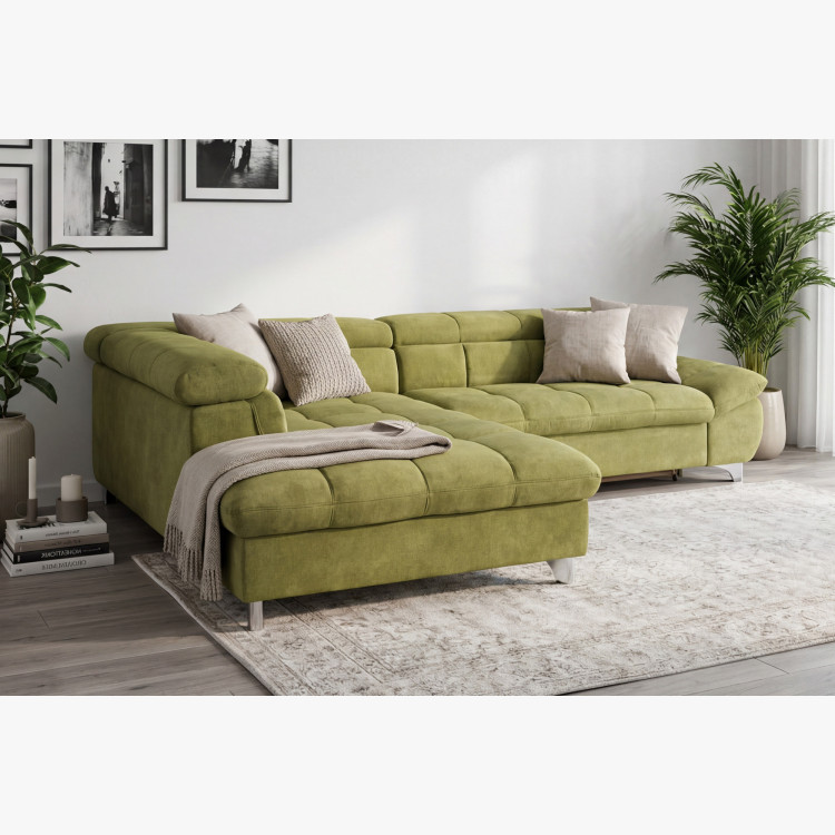 Réckcorner-Sofa mit Schlaffunktion Farbe grün, Ecke links