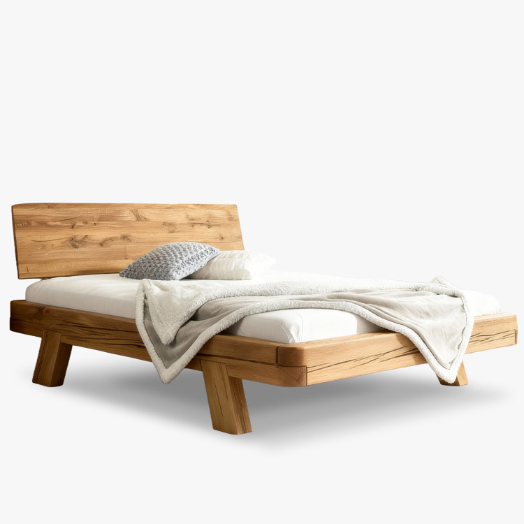 Eichenluxusbett aus Balken Mia 160x200 cm – robustes Doppelbett