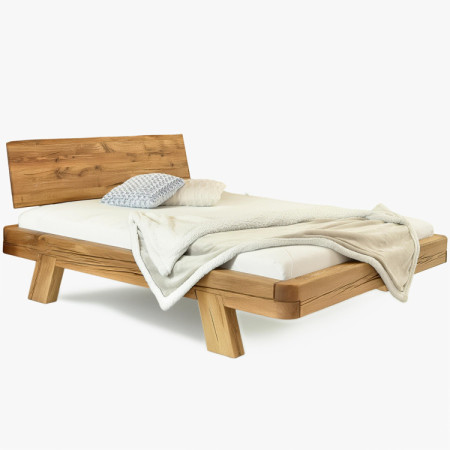 Eichenluxusbett aus Balken Mia 160x200 cm – robustes Doppelbett