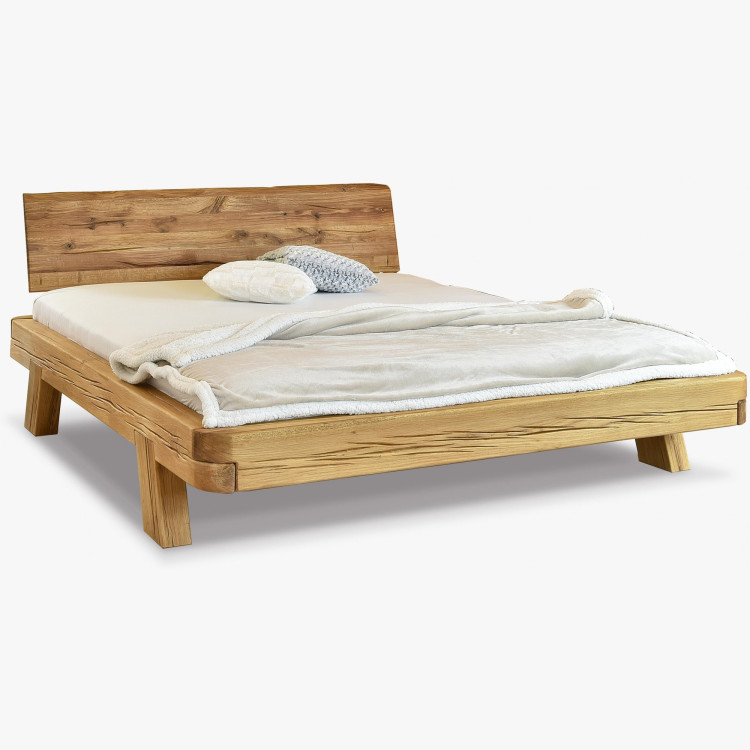 Eichenluxusbett aus Balken Mia 160x200 cm – robustes Doppelbett