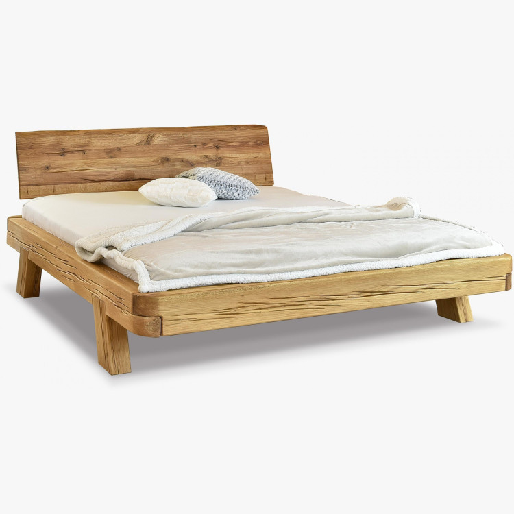 Eichenluxusbett aus Balken Mia 160x200 cm – robustes Doppelbett